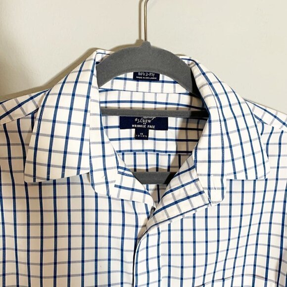 J. Crew blue white windowpane check collared long sleeve button front shirt - Picture 4 of 10